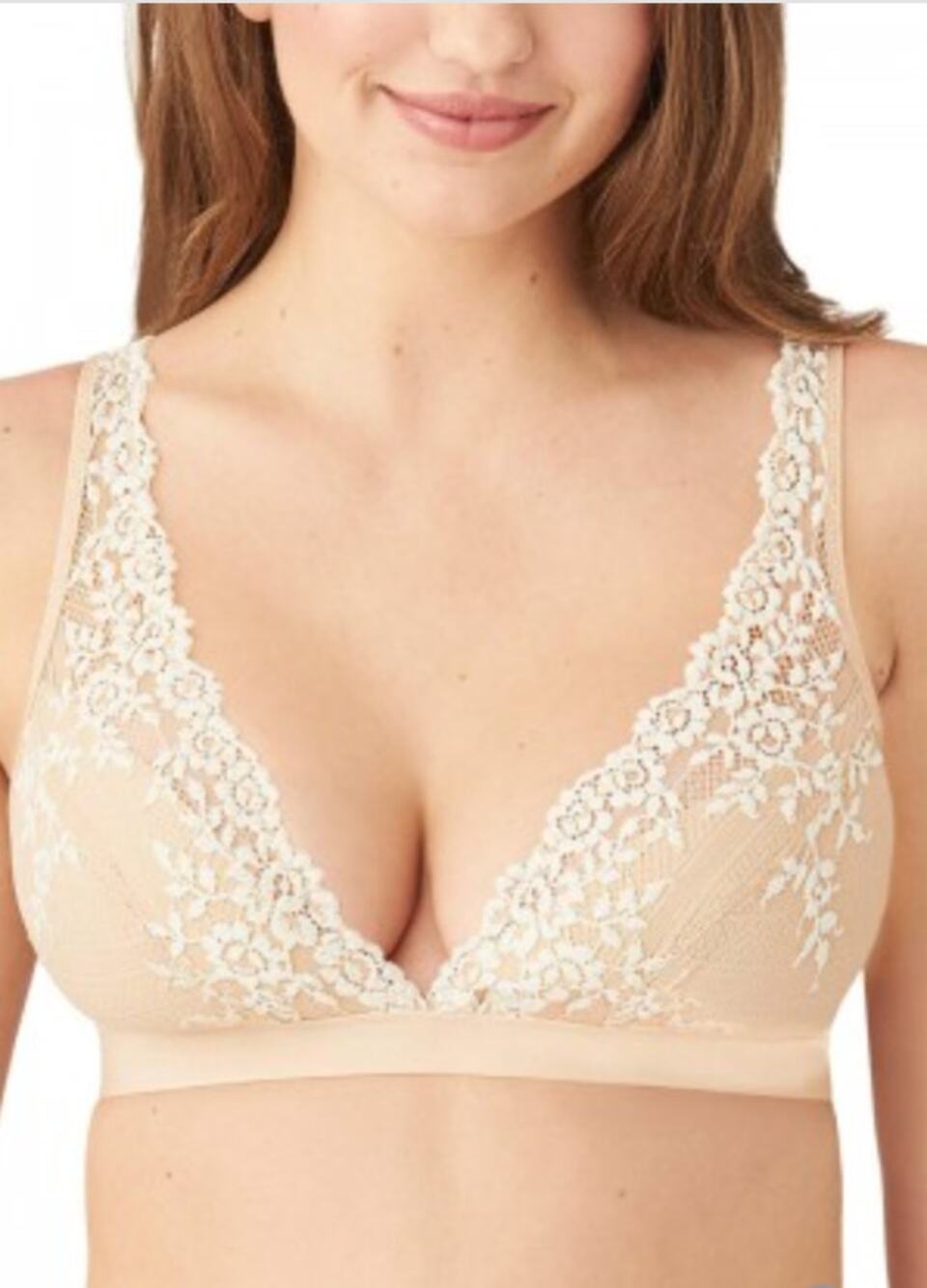 Wacoal Embrace Lace Nude Floral Wireless Bralette 38 Romantic Wedding Lingerie